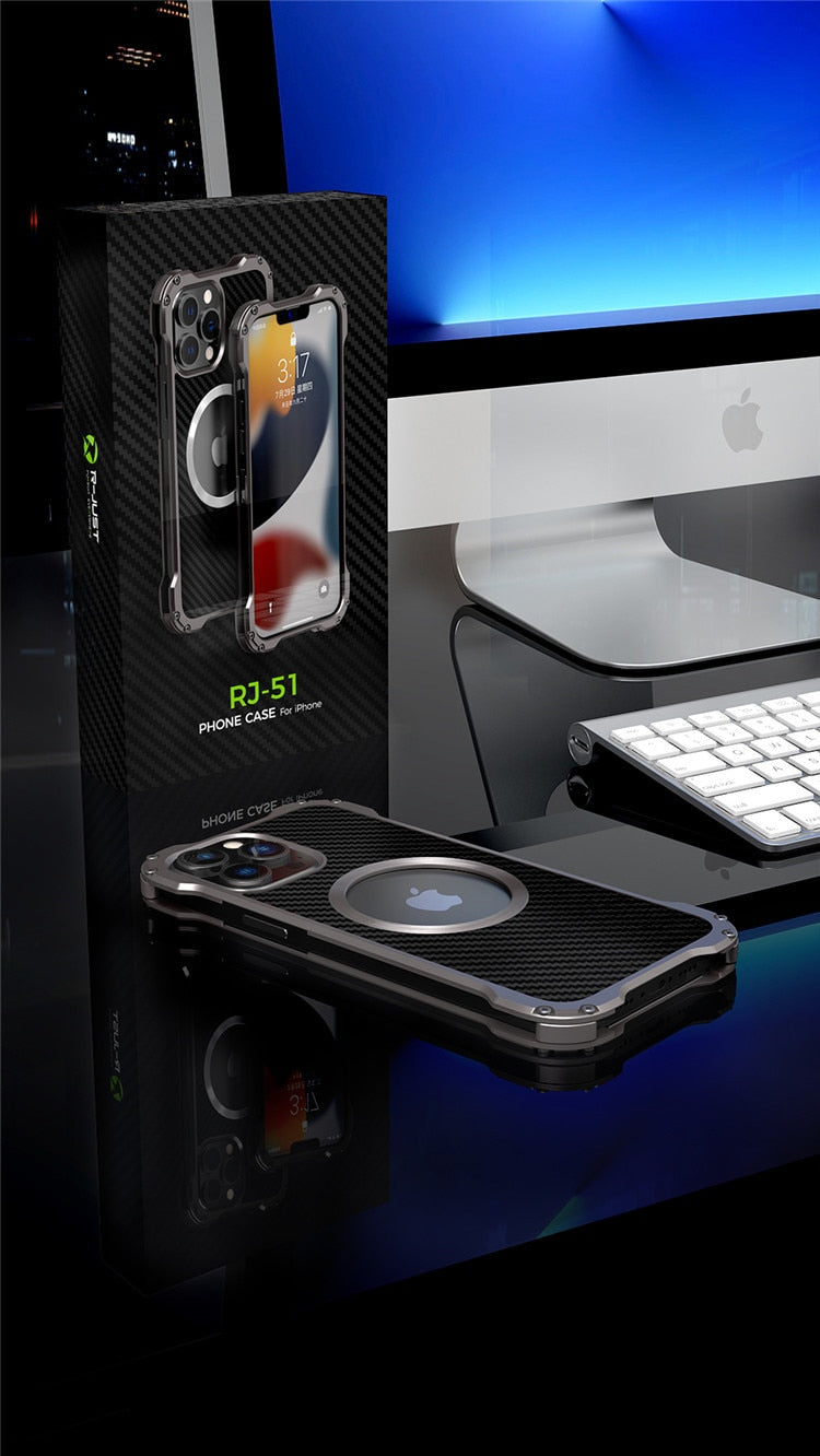 R-JUST Carbon Fiber Metal Case For iPhone - Premium Mobile Phone Cases from R-Just - Just $36.00! Shop now at Dressmycell.com R-JUST Carbon Fiber Metal Case For iPhone - Premium Mobile Phone Cases from R-Just - Just $36.00! Shop now at Dressmycell.com